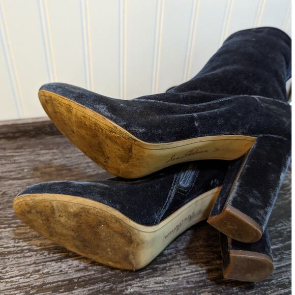 Sam Edelman Women's Calveta Blue Sapphire Gray Velvet Booties Size 9.5 - Picture 7 of 7